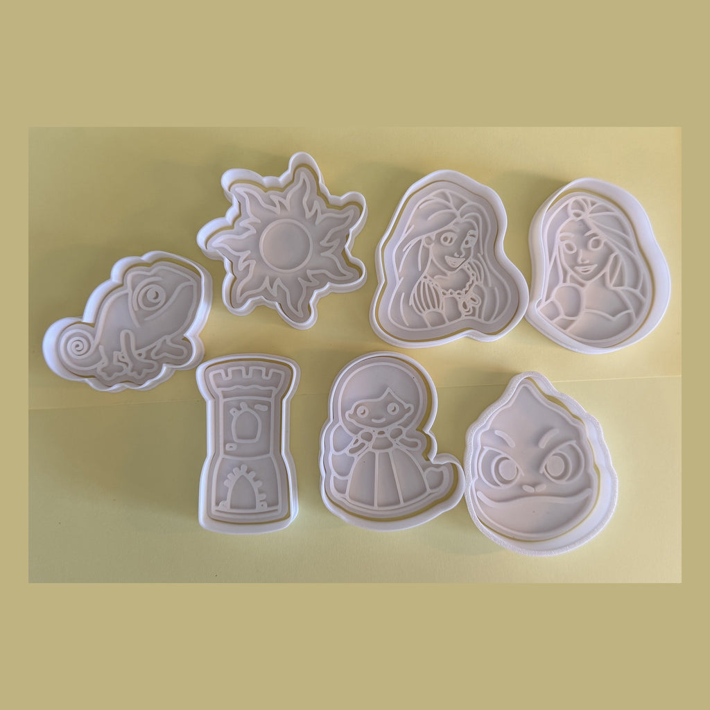 Kit completo de cortadores de biscoito princesa, 7 peças